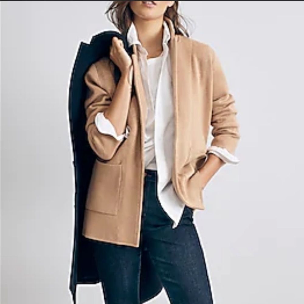 J. Crew Sophie Open Front Sweater Blazer Size XS Heather Natural Cream - Picture 11 of 16